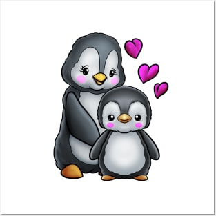 Mother's Day Penguin Mom and Child Posters and Art